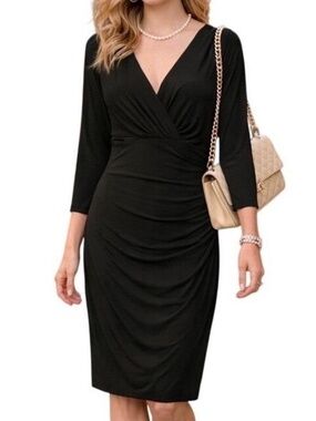 Lauren by Ralph Lauren Black 3/4 Sleeve Dress